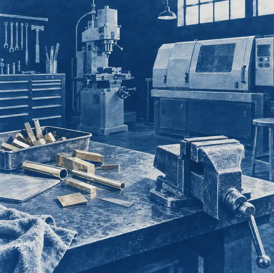 Illustration of fabrication businesses equipment and workspace